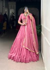 Pink Colour Pure Chanderi Plain Lehenga With Blouse Dupatta Exporters In India